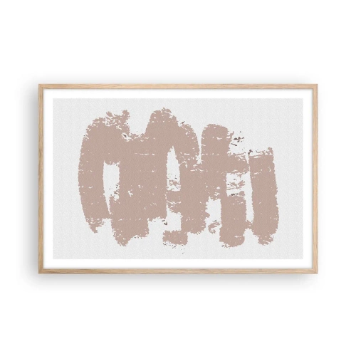 Poszter világos tölgy keretben - Absztrakció lágy rózsaszínben - 91x61 cm