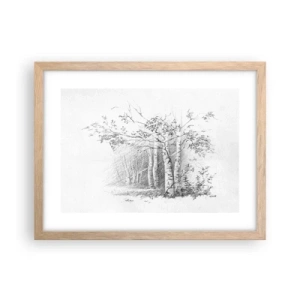 Poszter világos tölgy keretben - A nyírerdő fénye - 40x30 cm