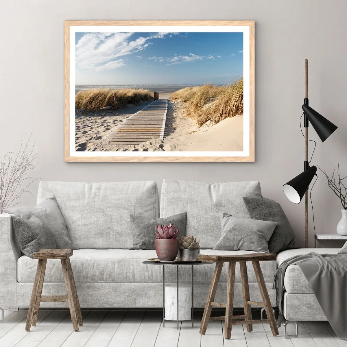 Poszter világos tölgy keretben - A dűne mögött, a fű susogásában - 70x50 cm