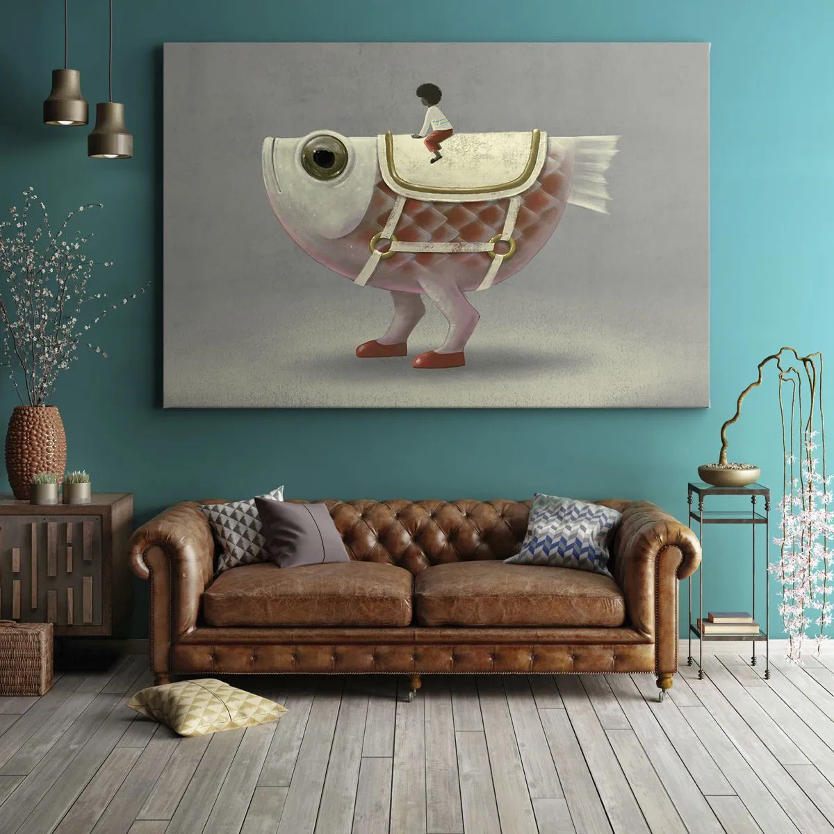 Vászonkép - A halas lovas - 70x50 cm