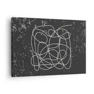 Vászonkép - Absztrakt vonal fekete háttéren finom részletekkel - 70x50cm - Gondolatok elkalandozása - Modern fali dekoráció nappalihoz és hálószobához ARTTOR