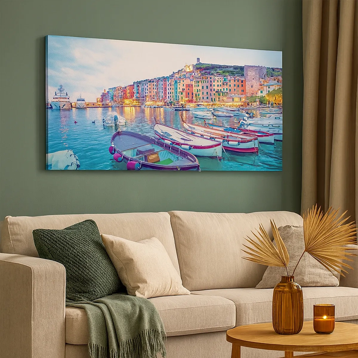 Vászonkép - Színes este a kikötőben - 30x30 cm