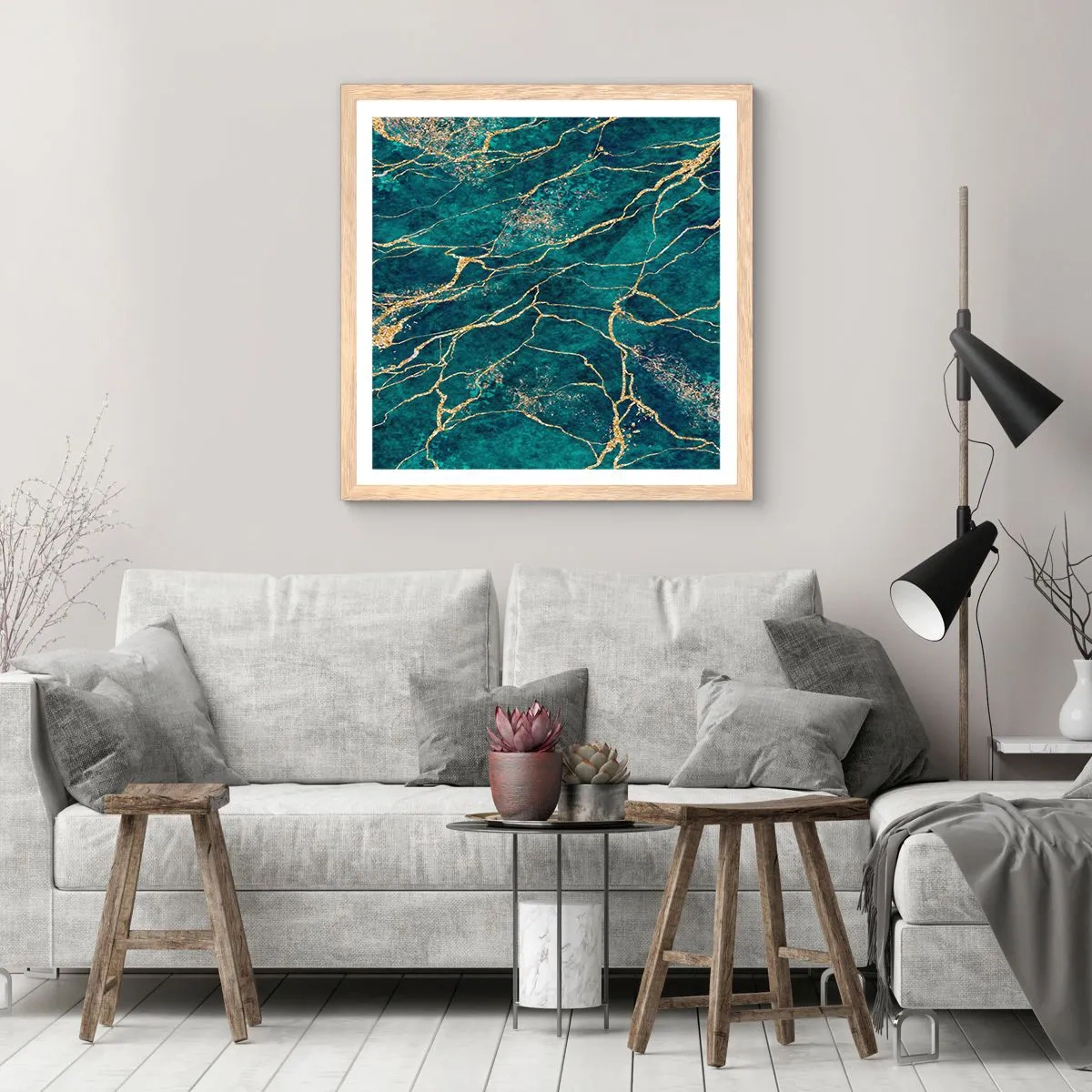 Poszter világos tölgy keretben - Aranybánya - 60x60 cm