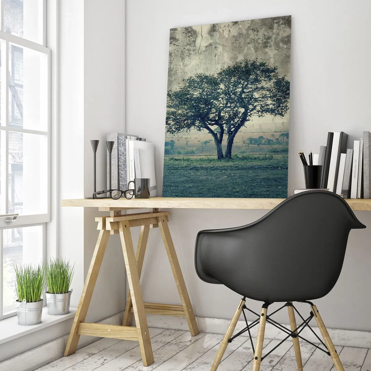 Üveg kép - Almafa a kék mezőn? - 50x70 cm