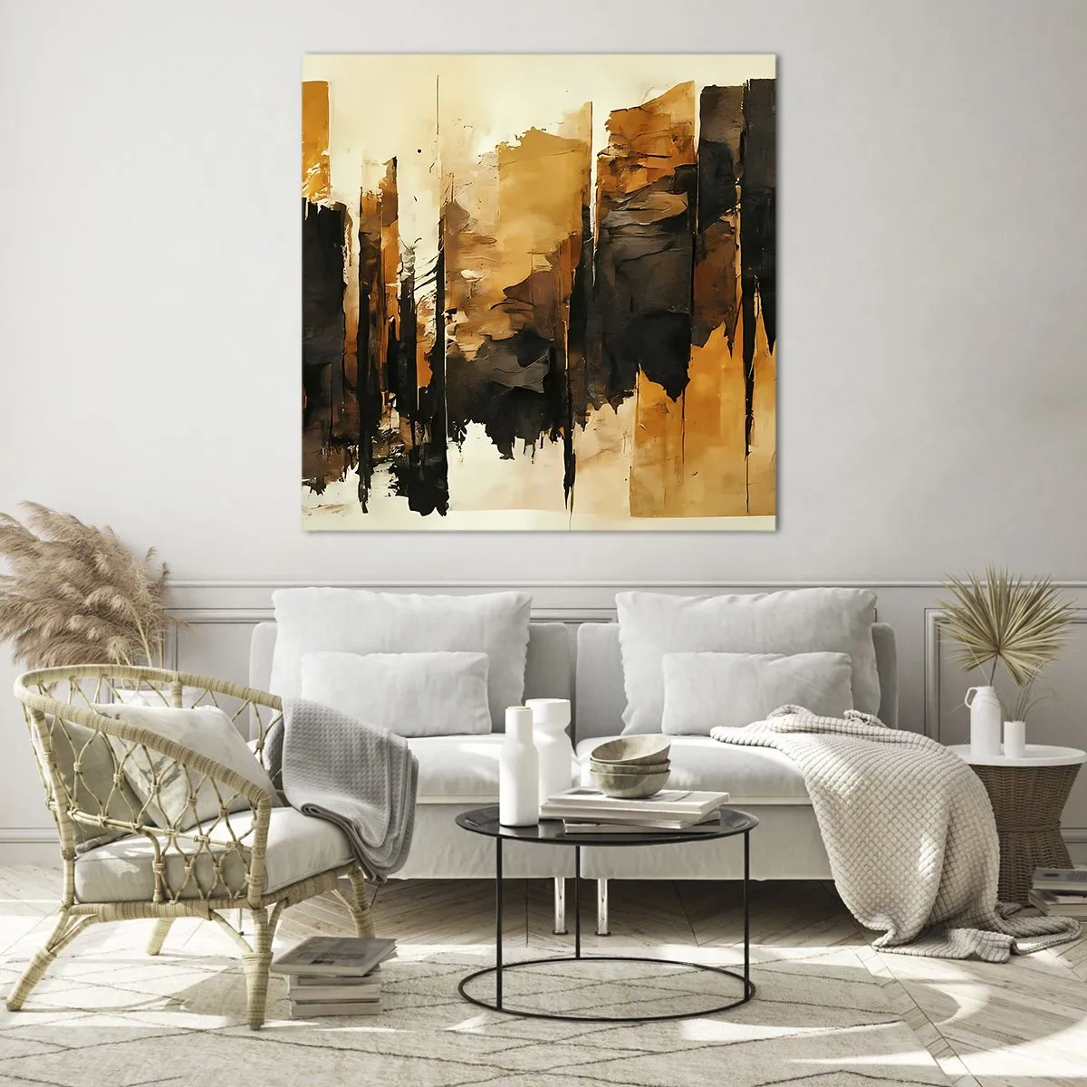 Üveg kép - A fekete és az arany harmóniája - 50x50 cm