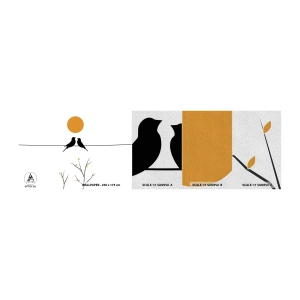 Fotótapéta Minta Premium Sand - Fülemüle este - Absztrakció, Madarak, Grafika - 100x30 cm