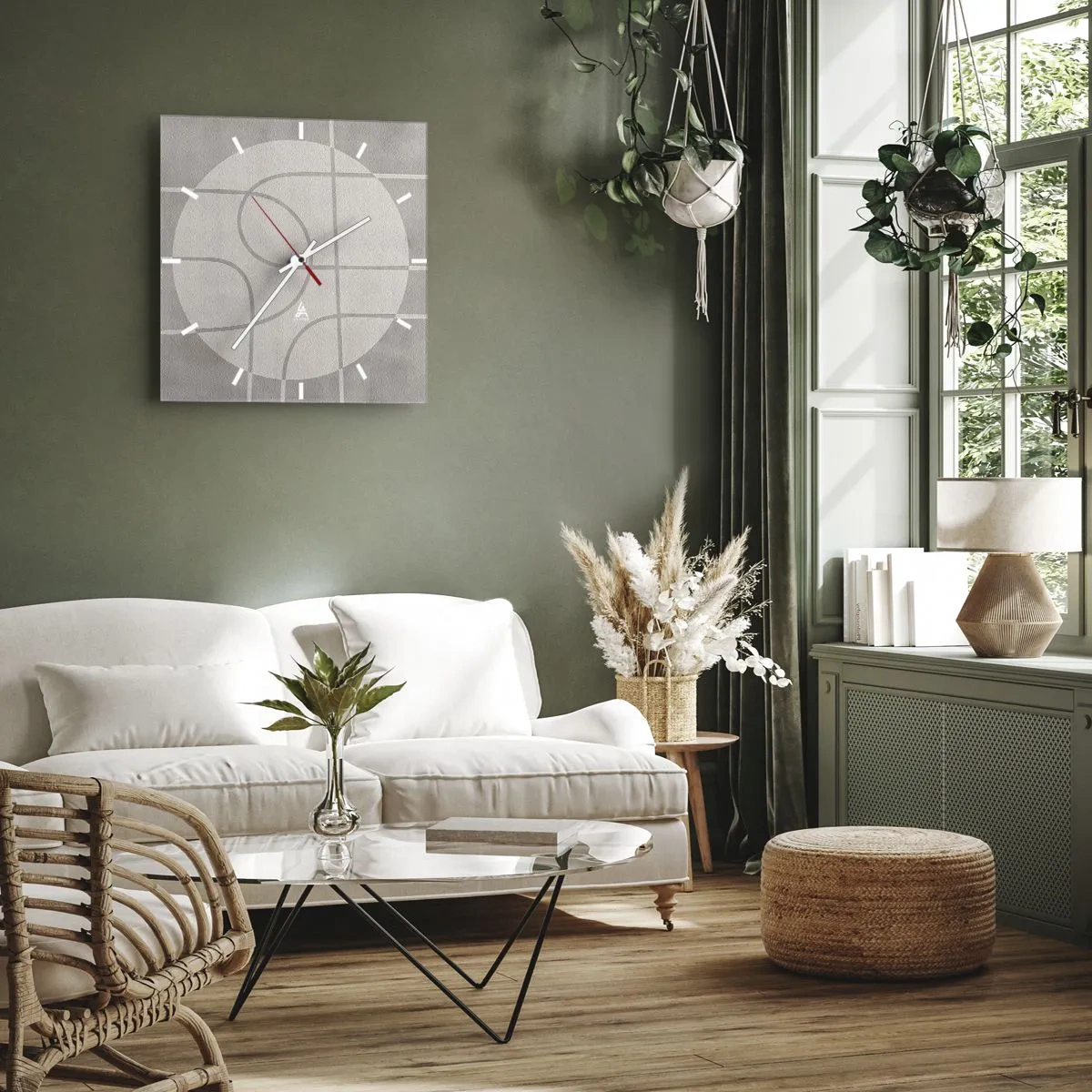 Falióra, Óra - Körkörös és egyenes - 30x30 cm