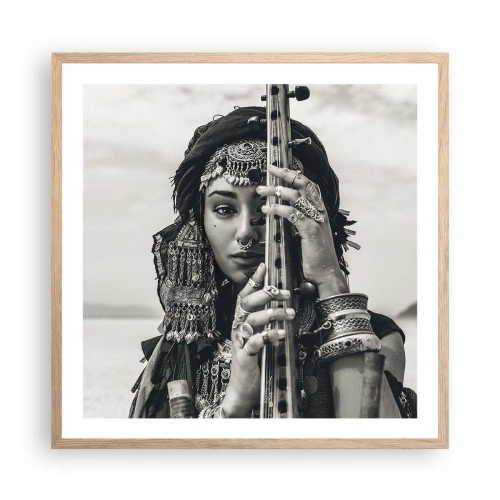 Poszter világos tölgy keretben - Csak a keleti zene - 60x60 cm