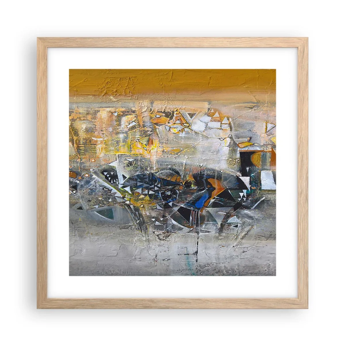 Poszter világos tölgy keretben - Minden rendben lesz - 40x40 cm