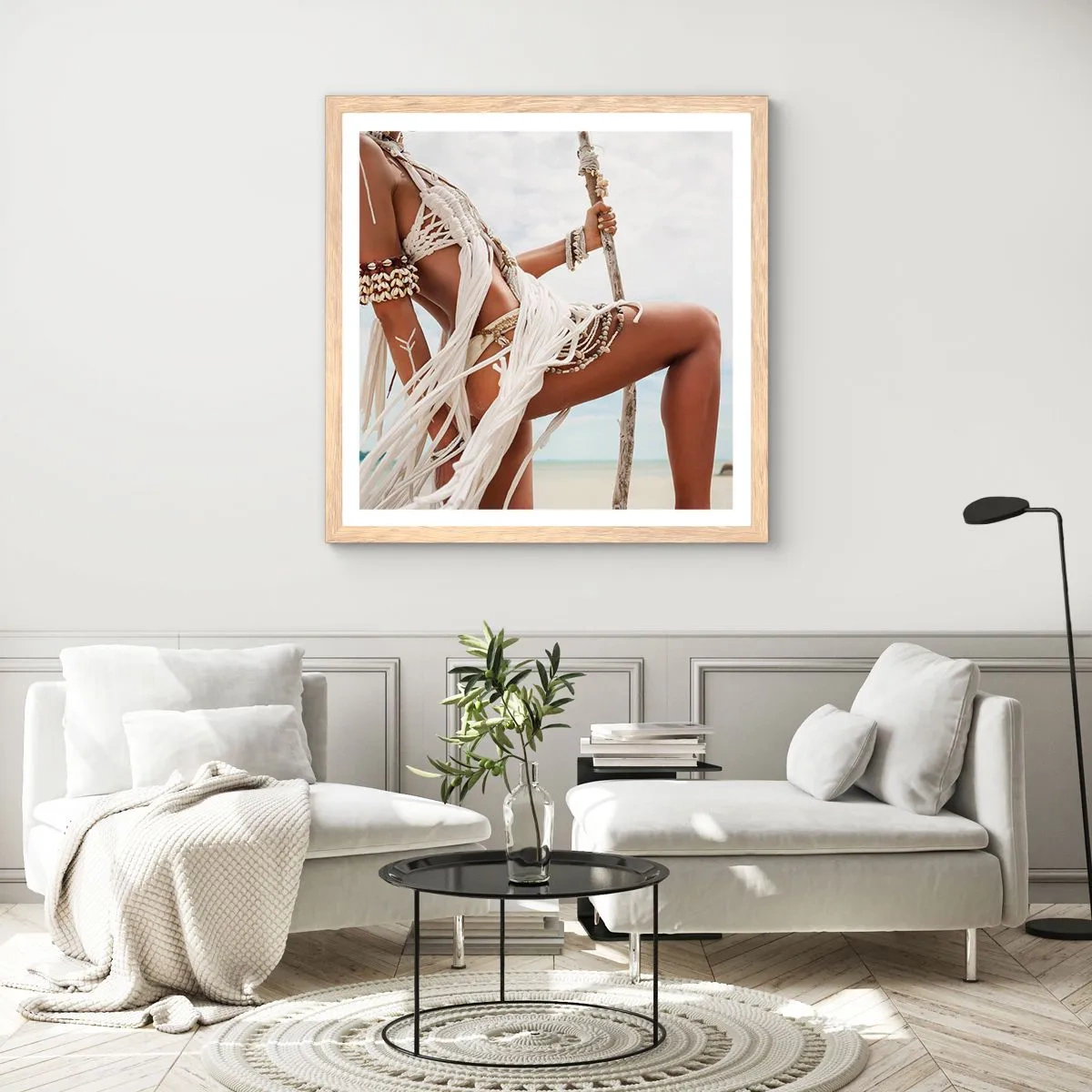 Poszter világos tölgy keretben - A nap papnője - 30x30 cm