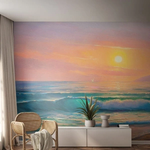 Öntapadós Fotótapéta Deluxe Sticker - A hullámok türkizkék dala - Absztrakció, Tájkép, Tenger - 100x70 cm