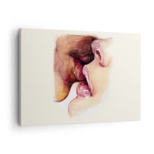 Vászonkép - Egy arc közeli képét ábrázoló akvarellfestmény - 70x50cm - Mint éjszaka és nap, föld és ég - Modern fali dekoráció nappalihoz és hálószobához ARTTOR