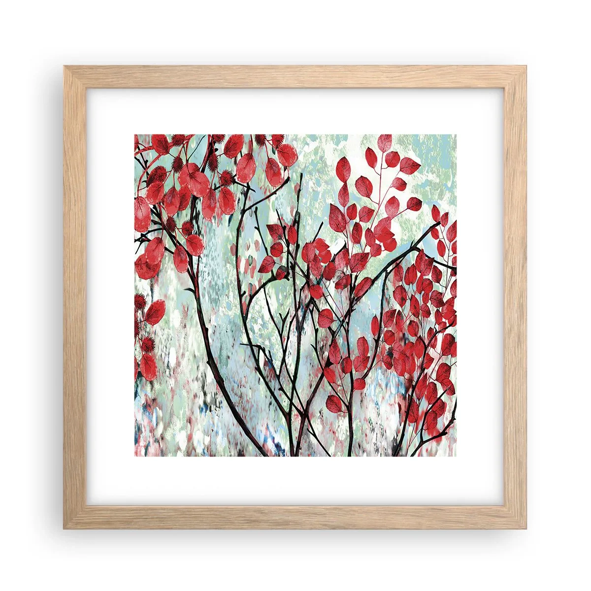 Poszter világos tölgy keretben - Fa skarlát színben - 30x30 cm