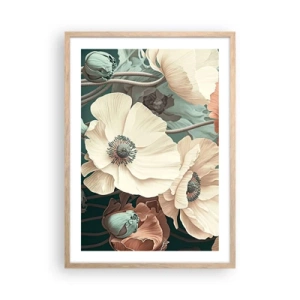 Poszter világos tölgy keretben - Pipacsok suttogása - 50x70 cm