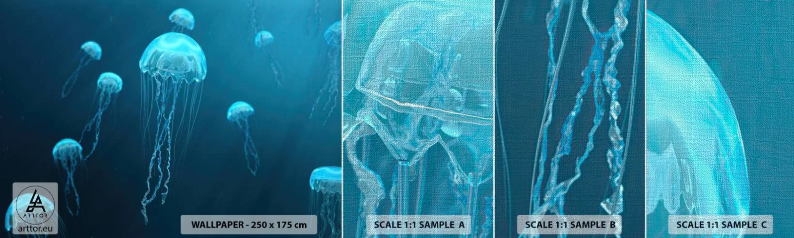 Fotótapéta Minta Premium Canvas - Óceáni tánc - Medúza, óceán, Víz - 100x30 cm