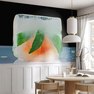 Fotótapéta Premium Sand - Friss és hűvös - Jégkocka, narancs, Mentalevél - 100x70 cm