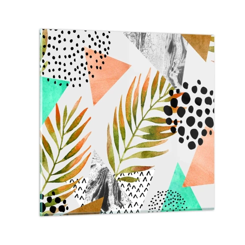 Üveg kép - Dekoráció pálmalevéllel - 30x30 cm