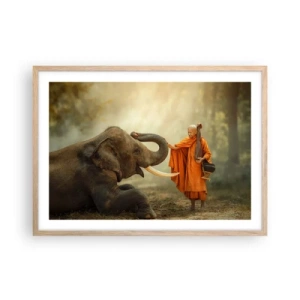 Poszter világos tölgy keretben - Találkozás az utazáskor - 70x50 cm