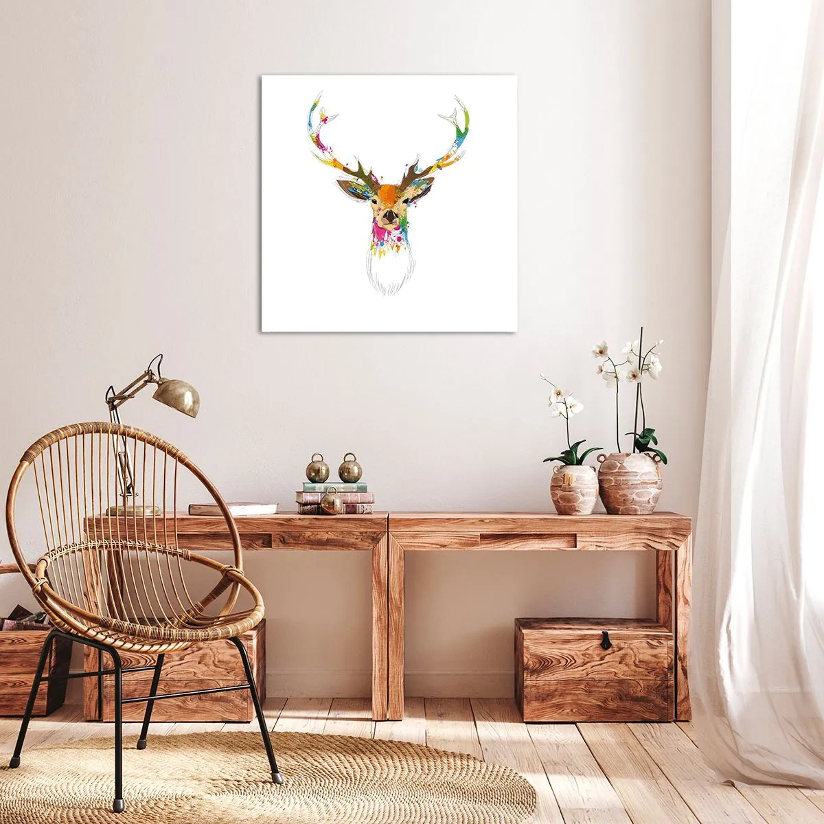 Vászonkép - Színben fürdő gyengéd szarvas - 70x70 cm