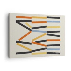 Vászonkép - Absztrakt kompozíció színes és fekete téglalapokkal vízszintes elrendezésben - 70x50cm - Vízszintes kompozíció - Modern fali dekoráció nappalihoz és hálószobához ARTTOR