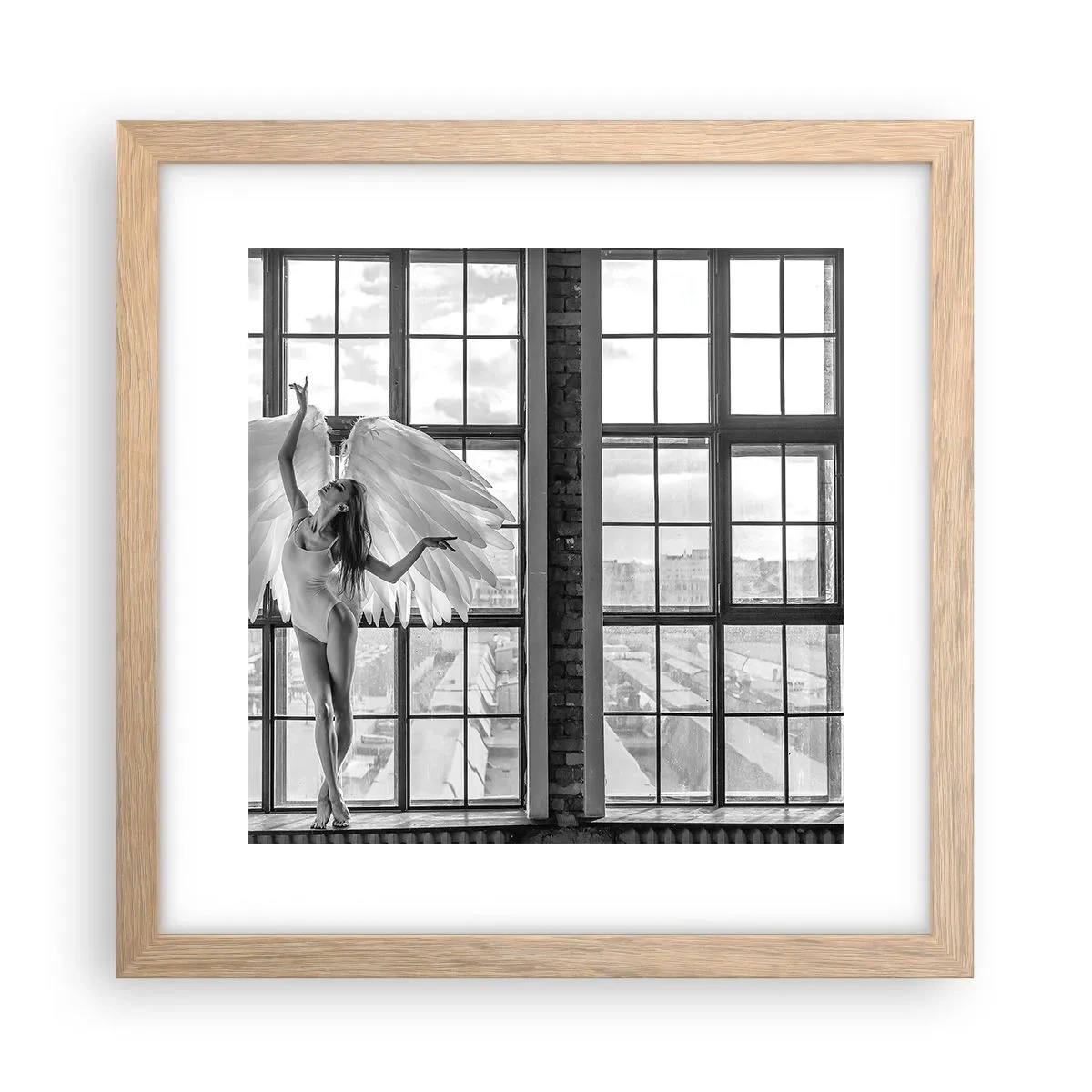 Poszter világos tölgy keretben - Angyalok városa? - 30x30 cm