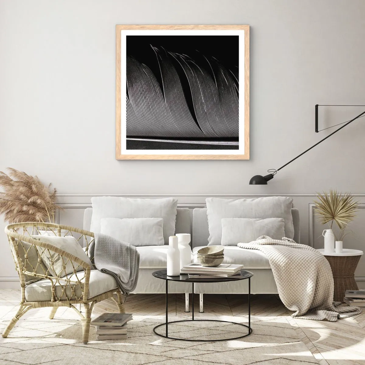 Poszter világos tölgy keretben - Toll - egy csodálatos konstrukció - 40x40 cm