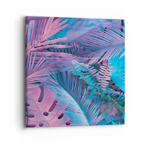 Vászonkép - Trópusok rózsaszínben és kékben - 30x30 cm