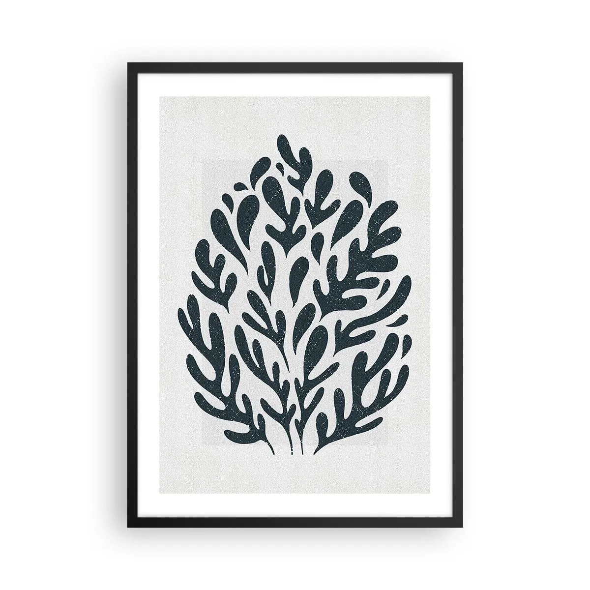 Poszter fehér keretben - Fekete növényi kompozíció világos háttér előtt - 50x70cm - A természet formái - Modern fali dekoráció nappalihoz és hálószobához ARTTOR