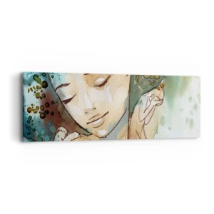 Vászonkép - Lady in blue - 90x30 cm