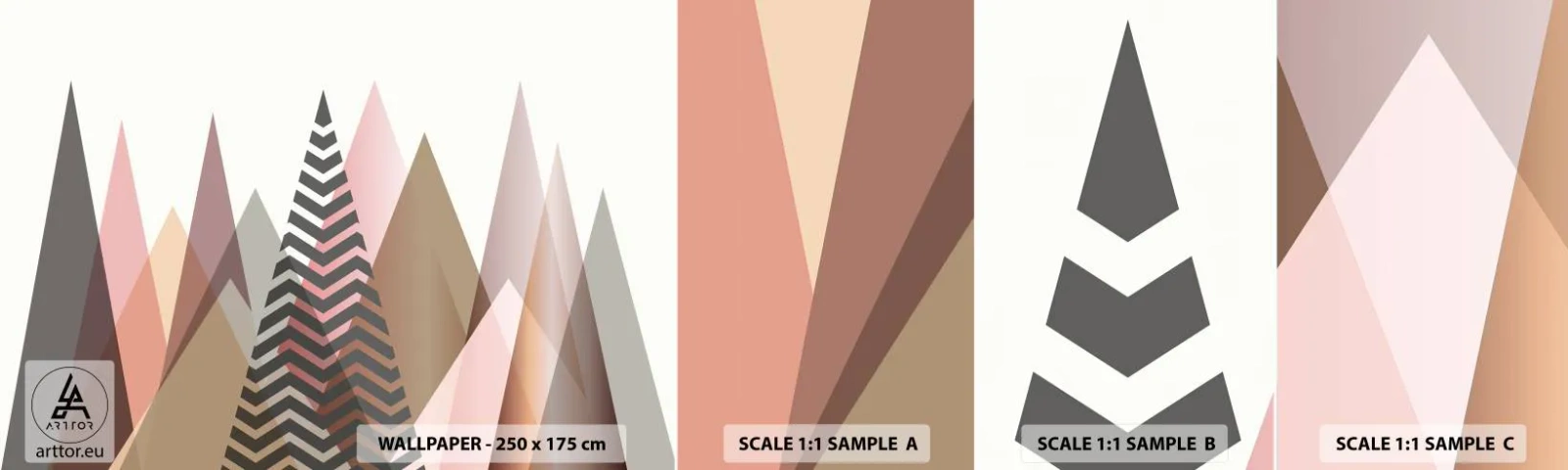 Fotótapéta Minta Öntapadós Deluxe Sticker - Piramis nézet - Absztrakció, Darab, Háromszögek - 100x30 cm