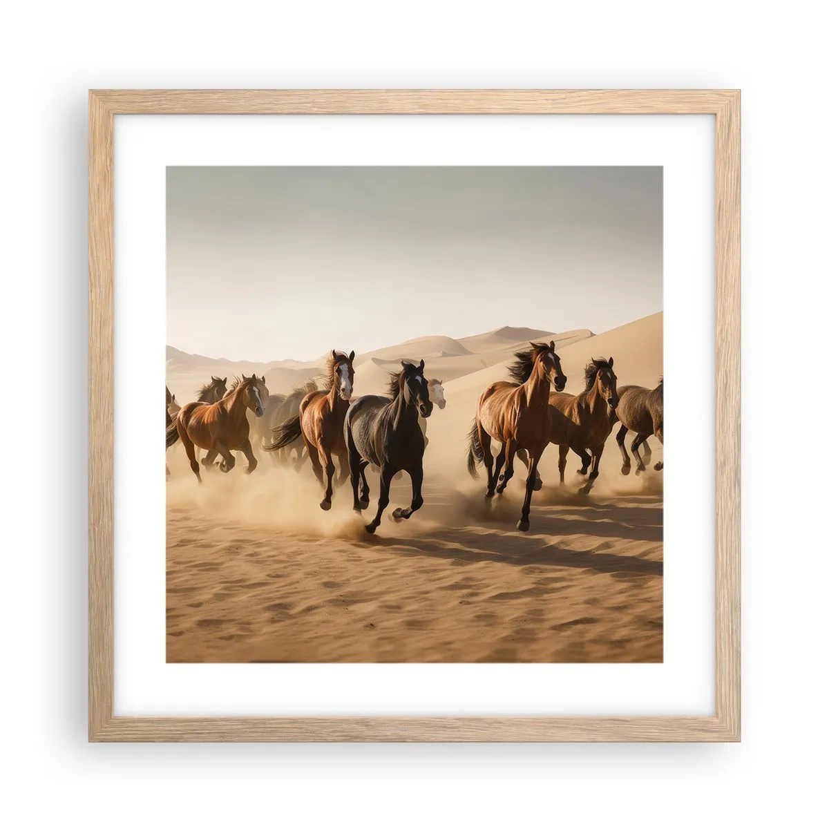 Poszter világos tölgy keretben - Szabad, mint a szél - 40x40 cm