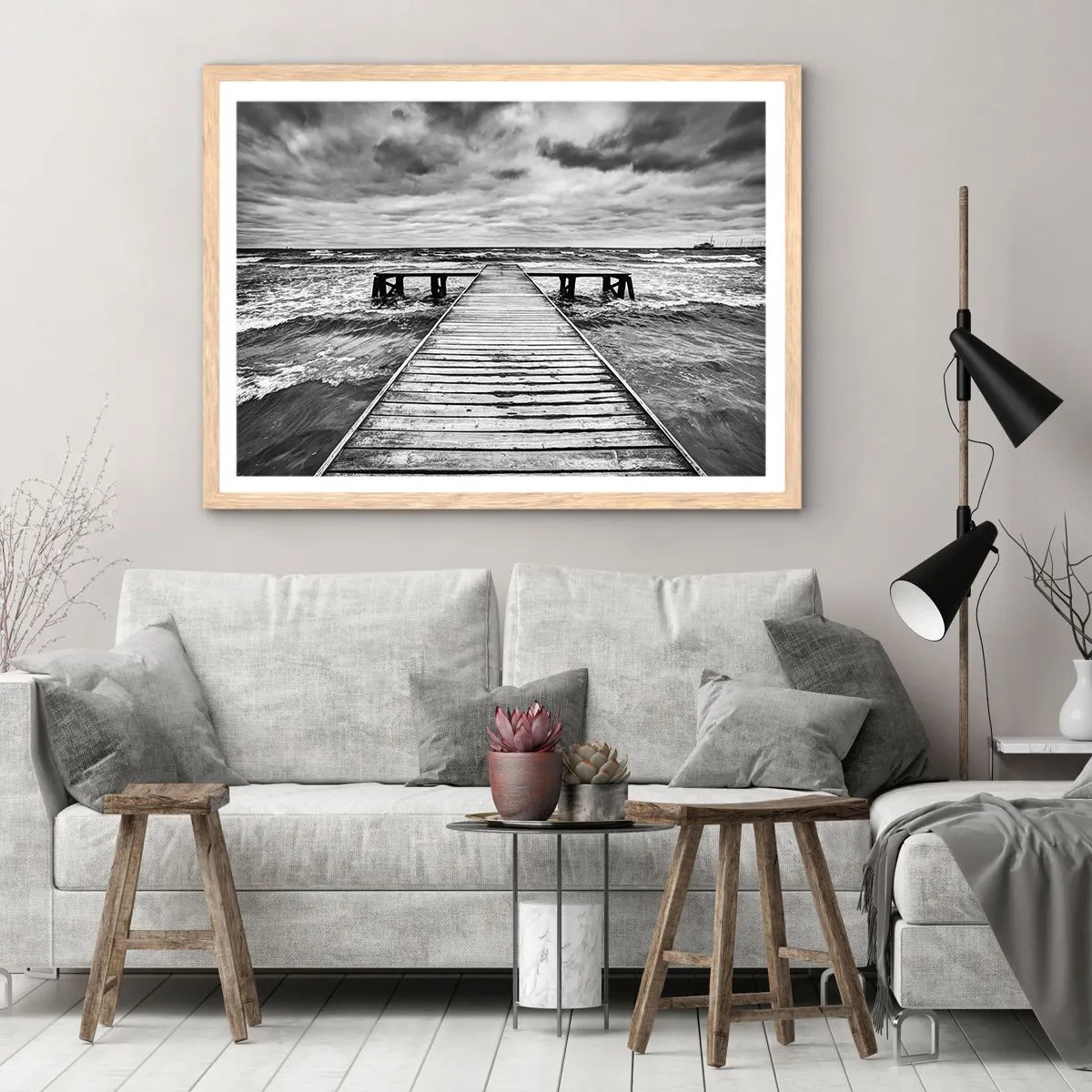 Poszter világos tölgy keretben - Várom, hogy elűzze a szél... - 40x30 cm