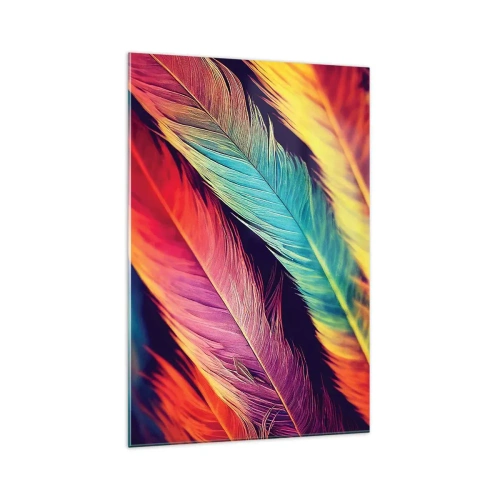 Üveg kép - Tollas szivárvány - 70x100 cm