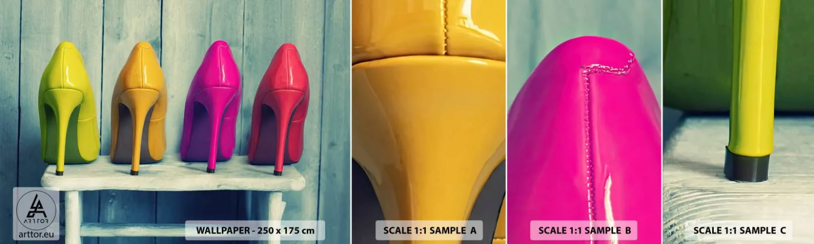 Fotótapéta Minta Standard Eco - Séta a szivárványon - Divat, Nő, Női cipő - 100x30 cm