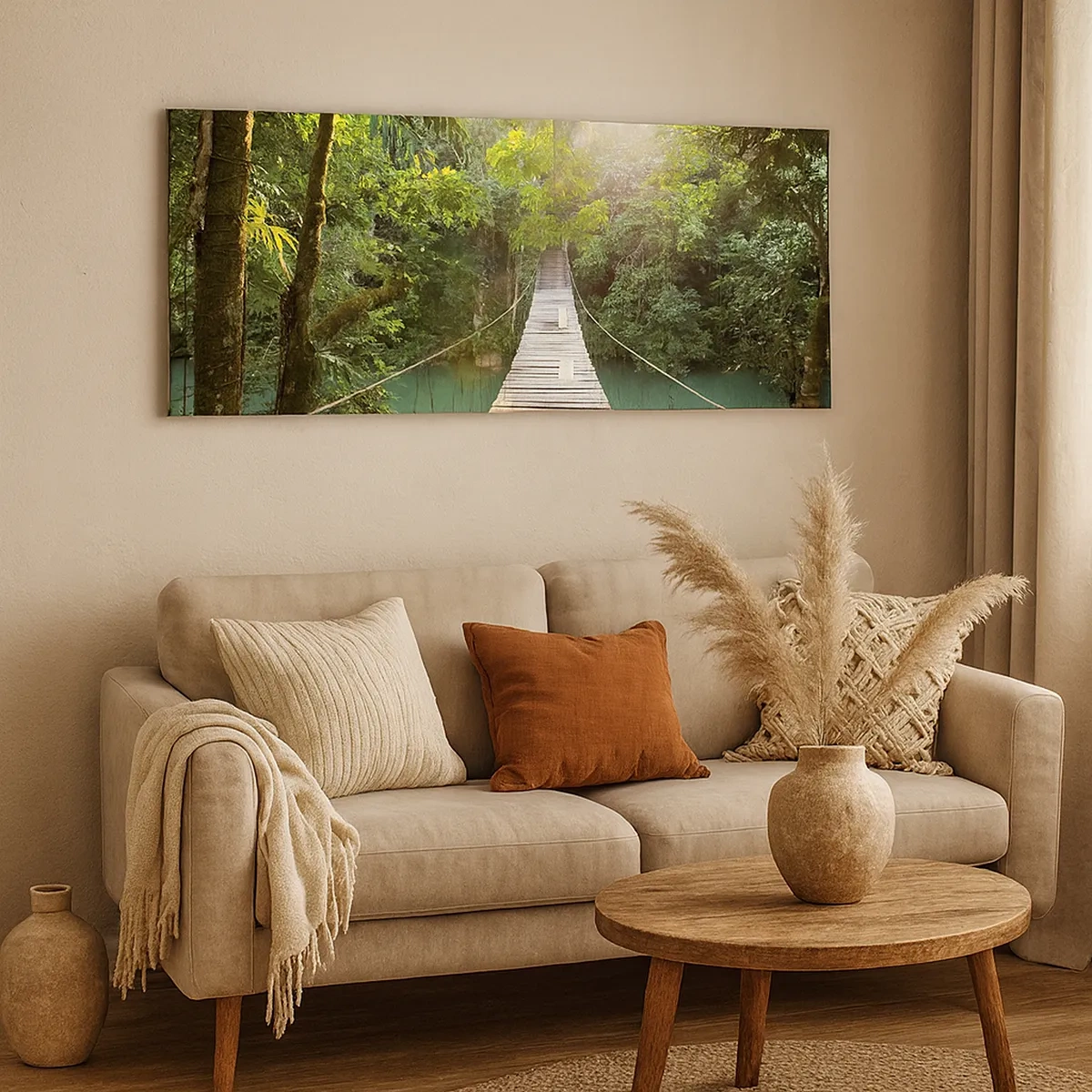 Vászonkép - Az azúrkék vízen át az azúrkék erdőbe - 30x30 cm