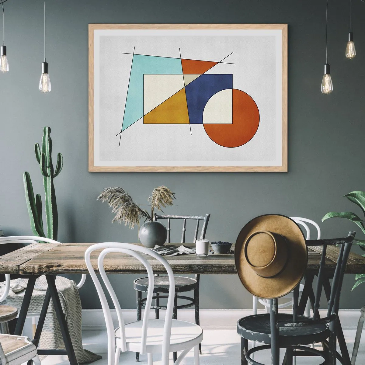 Poszter világos tölgy keretben - Absztrakció: modernista szórakozás - 91x61 cm