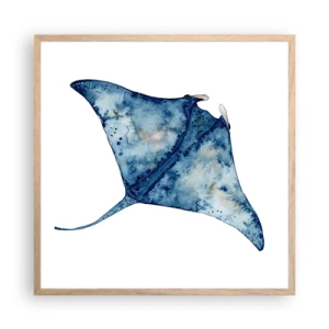 Poszter világos tölgy keretben - Élet kékben - 60x60 cm
