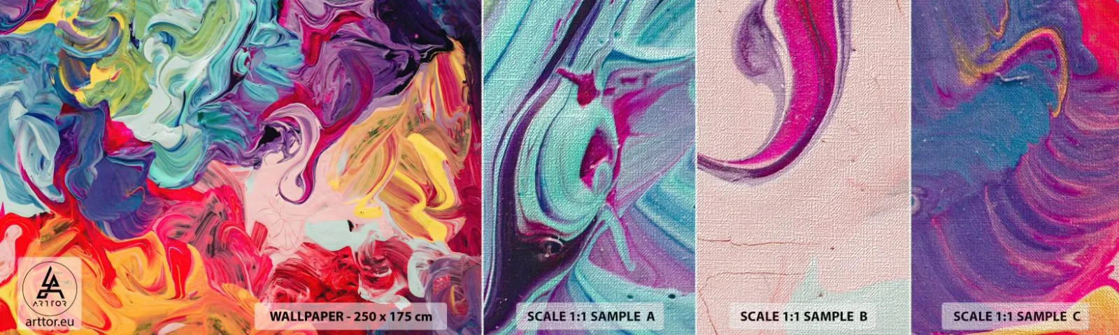 Fotótapéta Minta Premium Canvas - Színek születése - Absztrakció, Darab, Modern minta - 100x30 cm