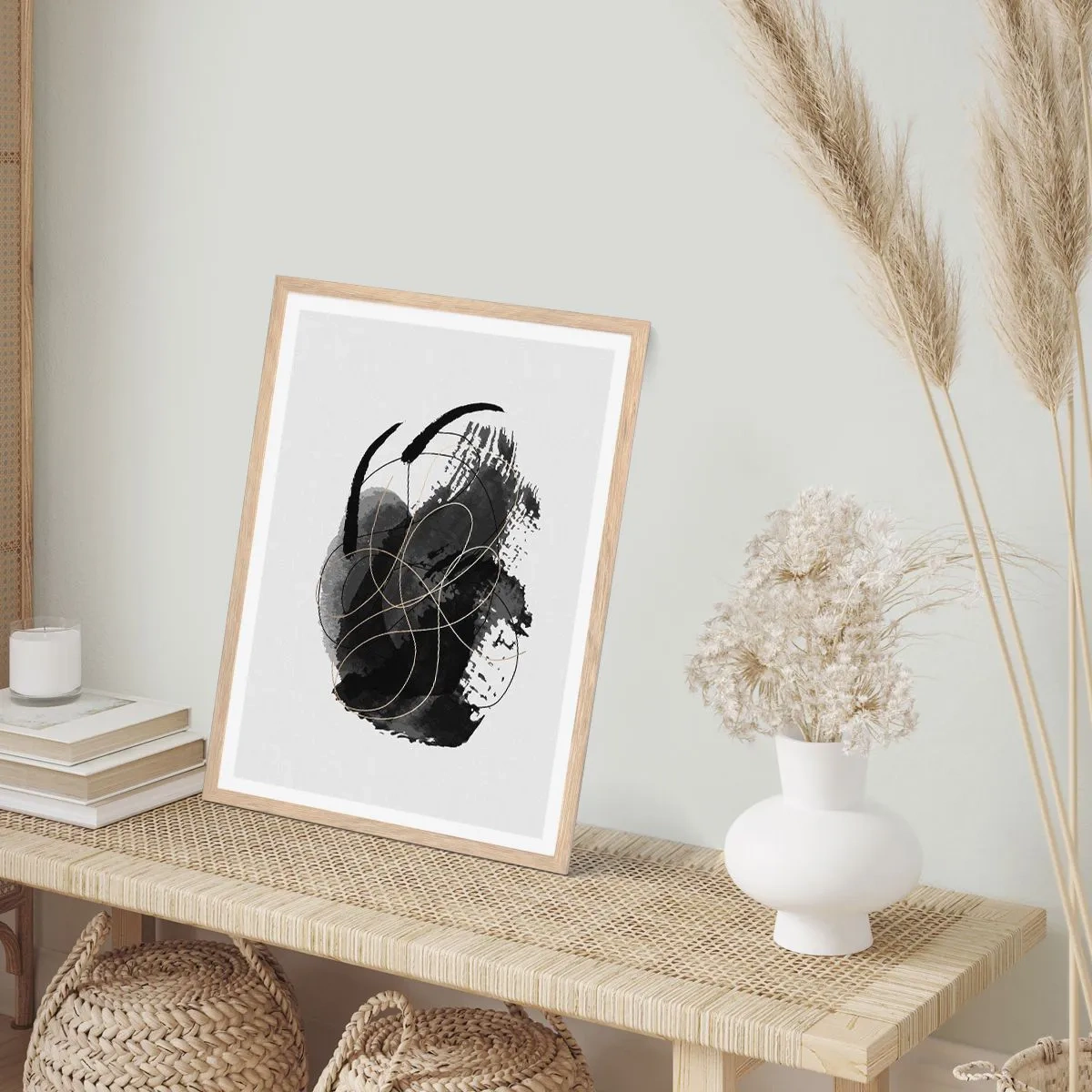 Poszter világos tölgy keretben - Feketéből készült - 70x100 cm