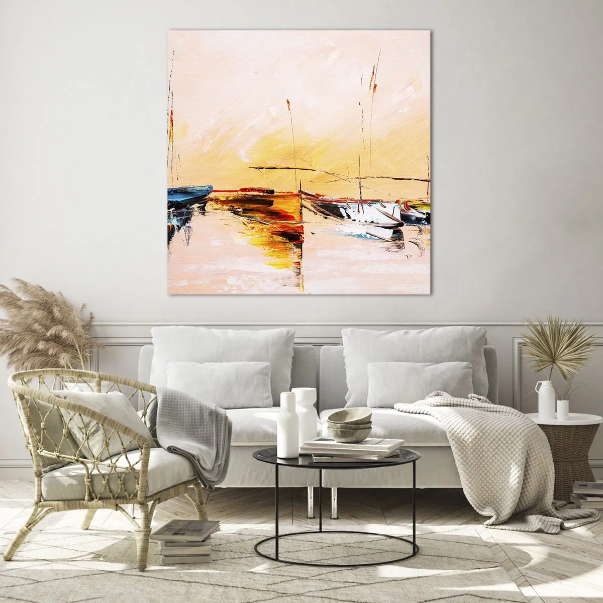 Üveg kép - Egy este a kikötőben - 60x60 cm