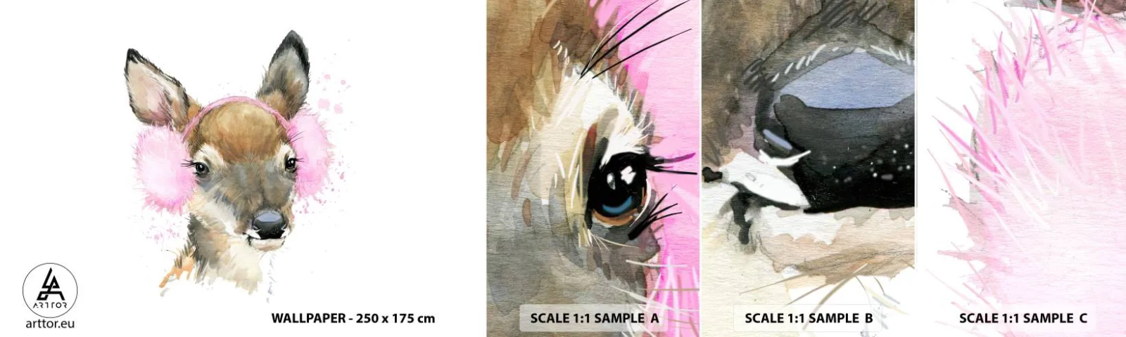 Fotótapéta Minta Öntapadós Deluxe Sticker - És a fagy már nem szörnyű - Gyerekeknek, Őz, Grafika - 100x30 cm