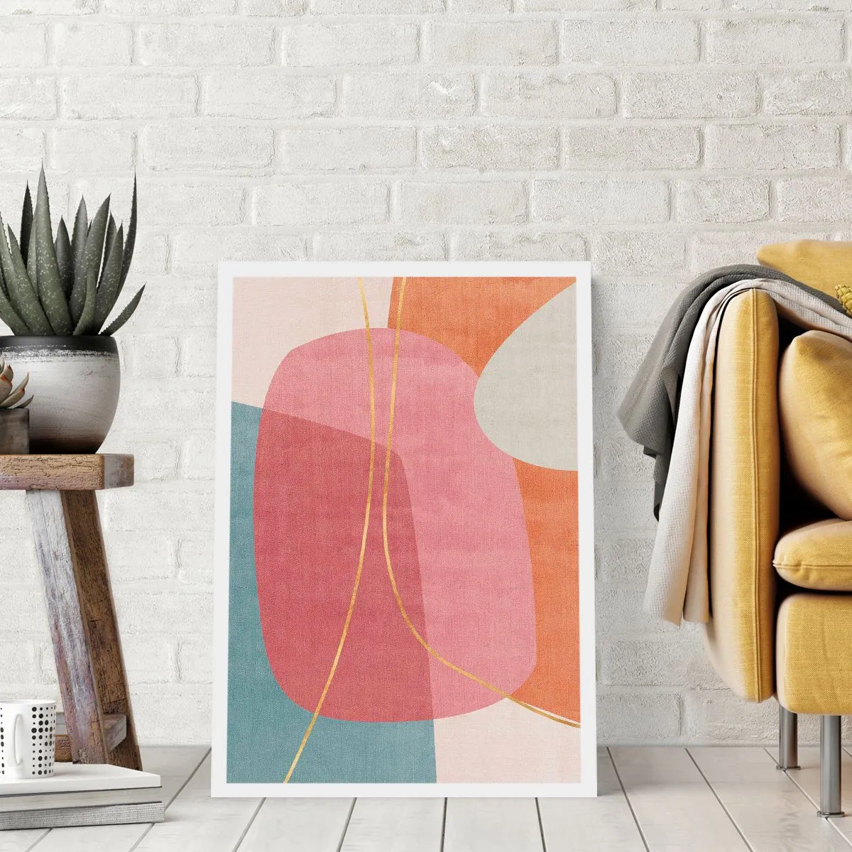 Poszter - Pasztell kompozíció aranyszálakkal - 30x40 cm