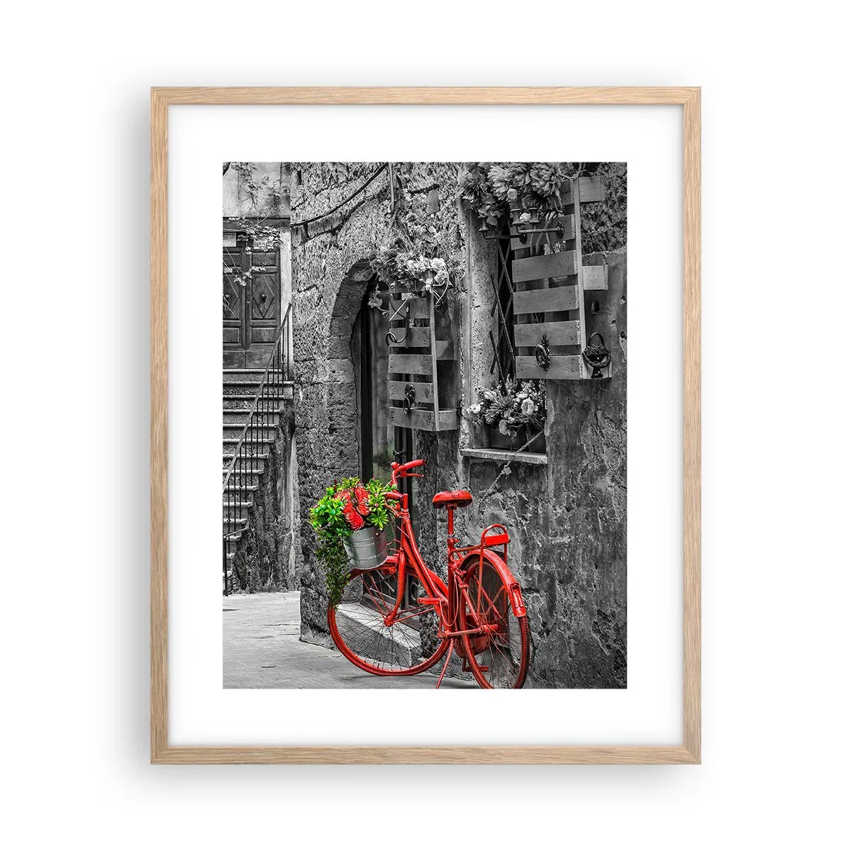 Poszter világos tölgy keretben - Toszkán sikátor - 40x50 cm