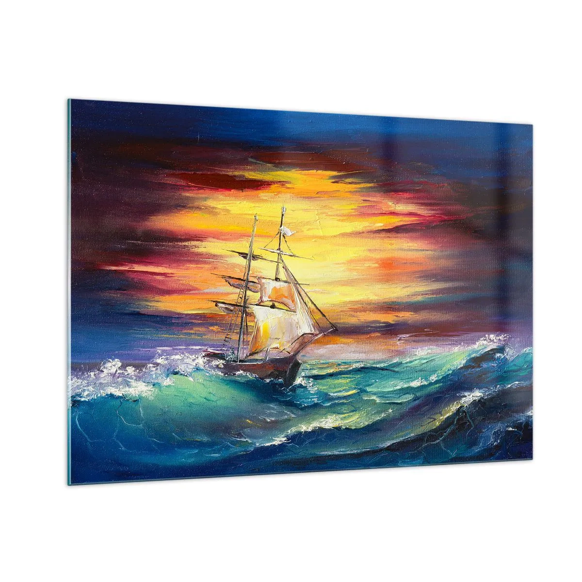 Üveg kép - Bátran a hullámok alatt - 100x70 cm
