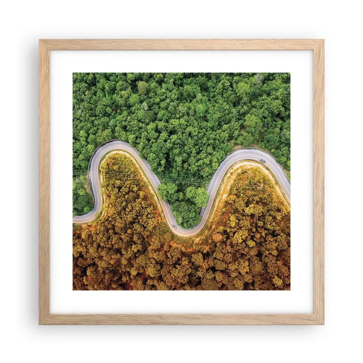 Poszter világos tölgy keretben - Határok és áttörések - 40x40 cm