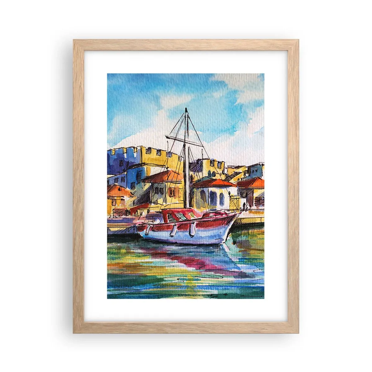 Poszter világos tölgy keretben - Szivárványos délután - 30x40 cm