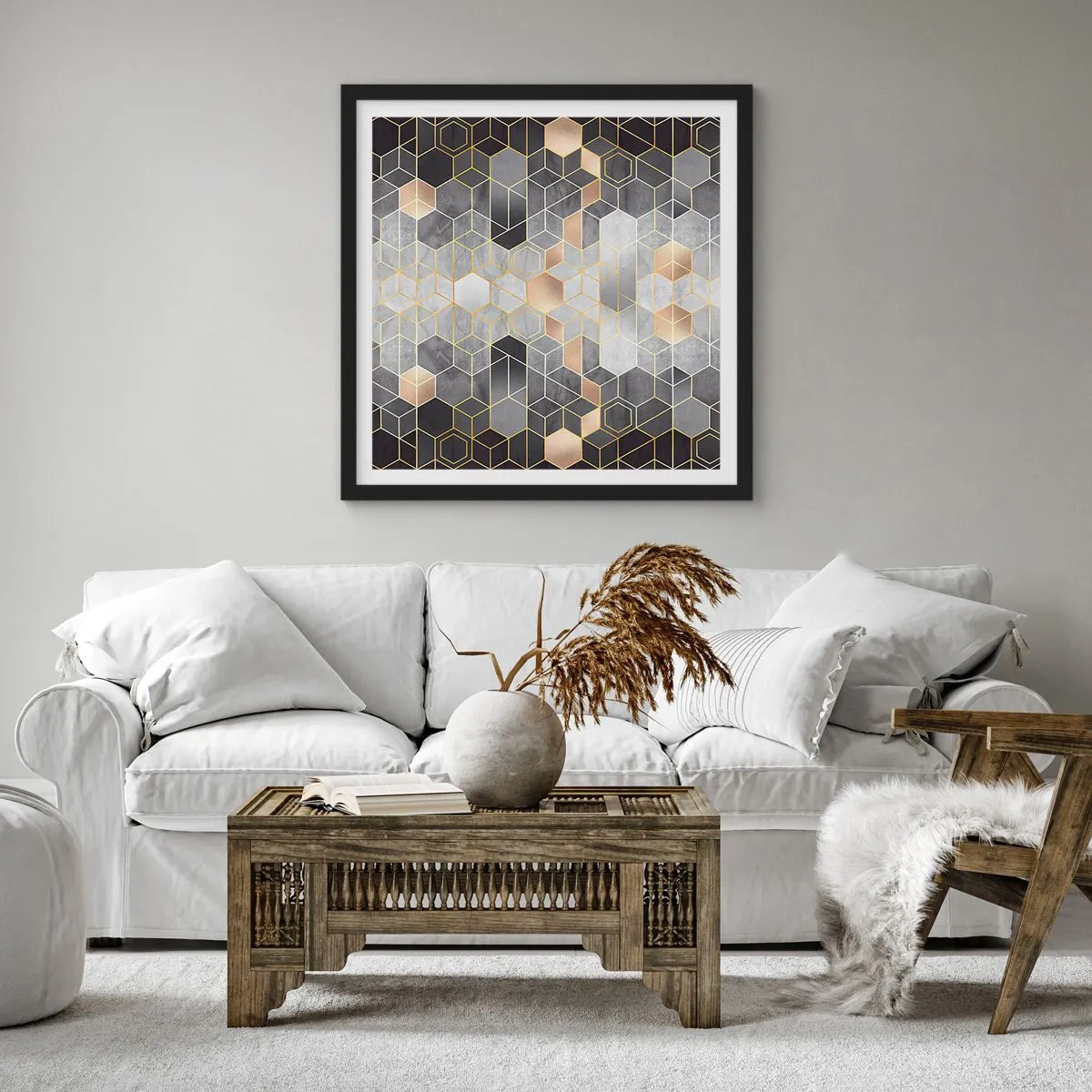 Poszter fehér keretben - Gyémánt kompozíció - 60x60 cm