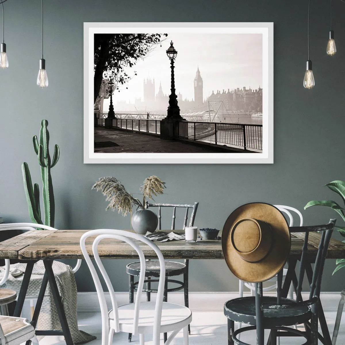 Poszter fekete keretben - Londoni reggel - 100x70 cm