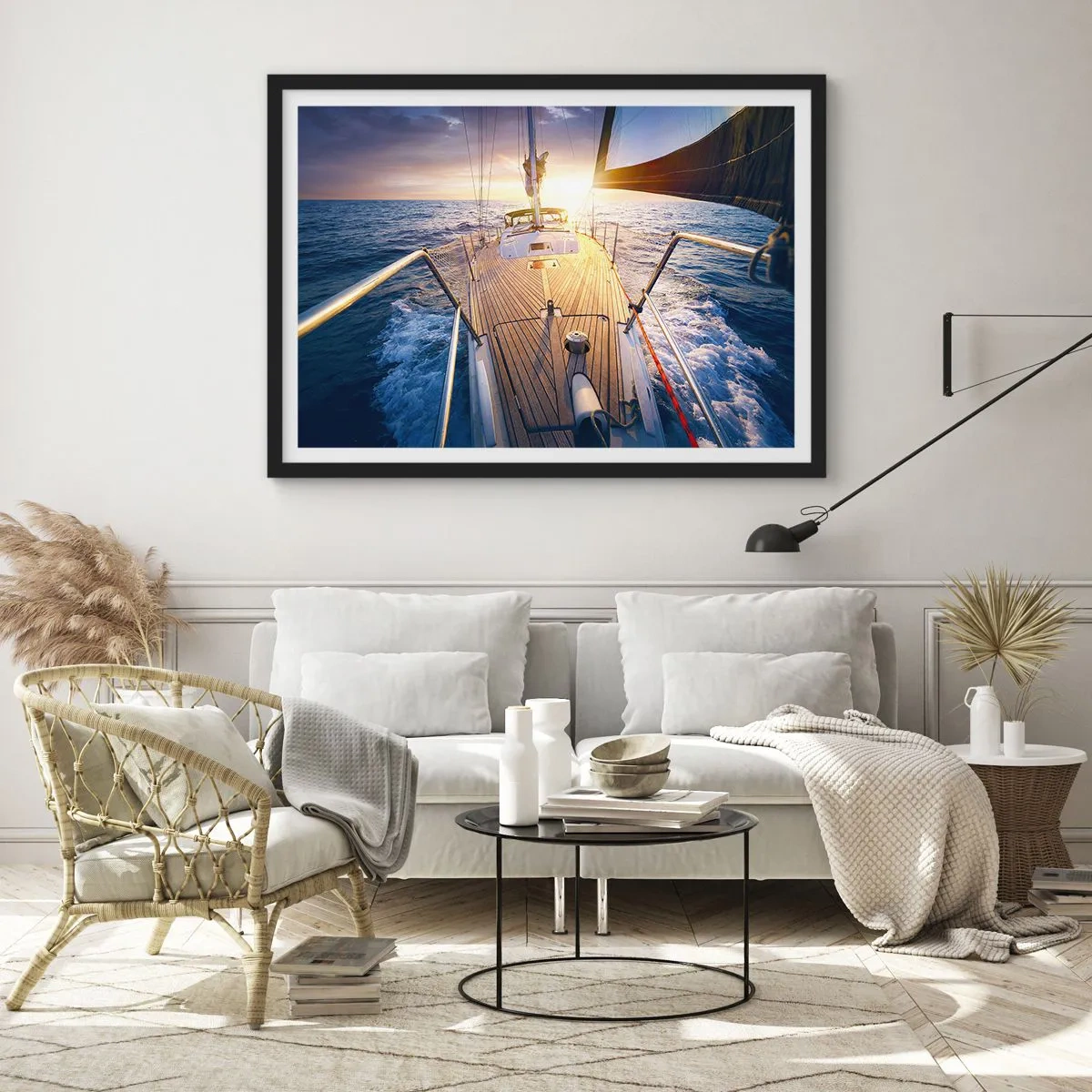 Poszter fehér keretben - Futás a hullámokon - 70x50 cm