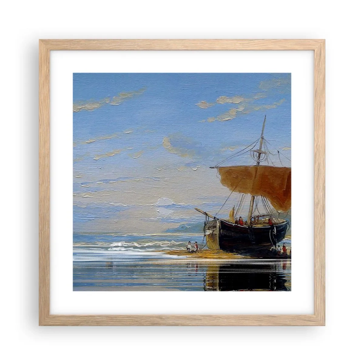 Poszter világos tölgy keretben - Víz, föld, levegő - 40x40 cm